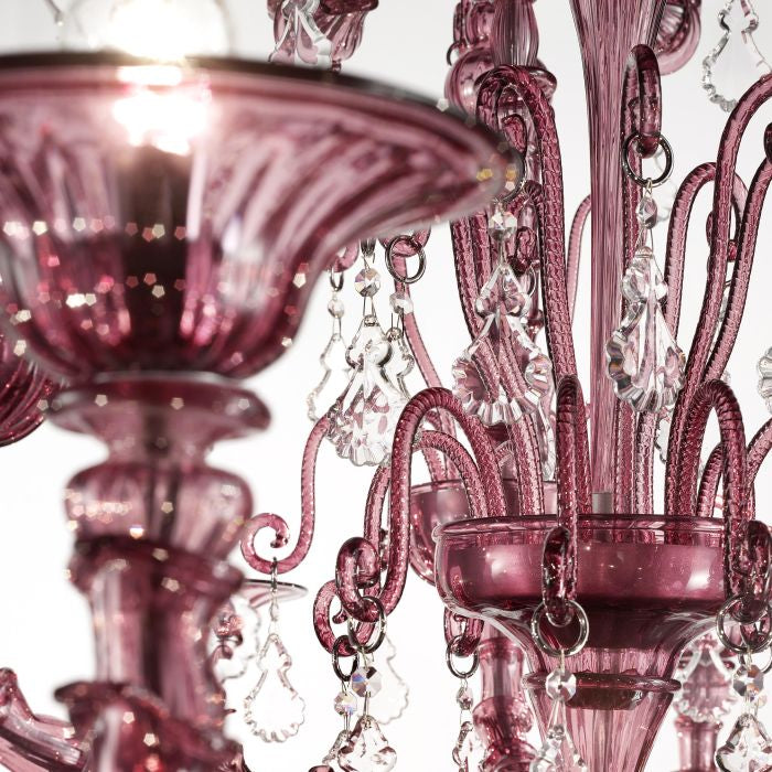 24 Light Amethyst Murano Glass Rezzonico-Style Chandelier