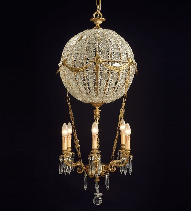6 Light French Gold Chandelier With Bohemian Crystals