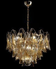75cm Mid-Century Amber Murano Glass Petali Chandelier
