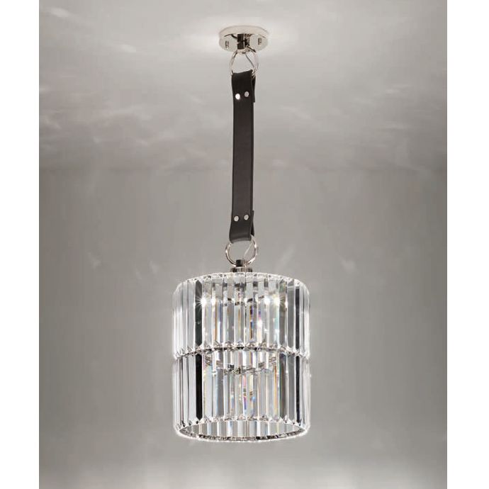 28 Cm Glass Prism Ceiling Pendant With Custom Options & Leather Strap
