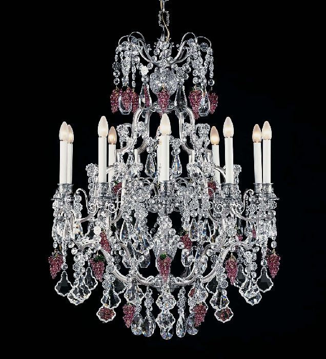 10 Light Pewter Chandelier With Crystals