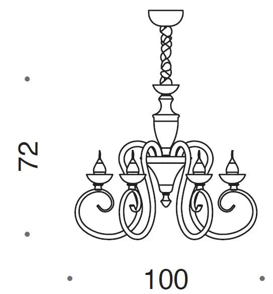Baroque 6 Light Black & White Murano Glass Chandelier