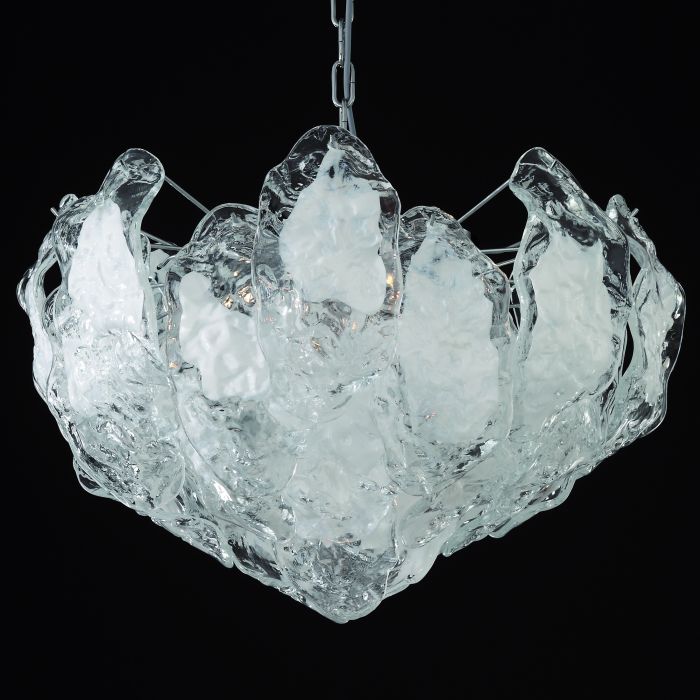 60 Cm Clear & White Murano Glass Ice Chandelier