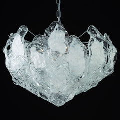 60 Cm Clear & White Murano Glass Ice Chandelier