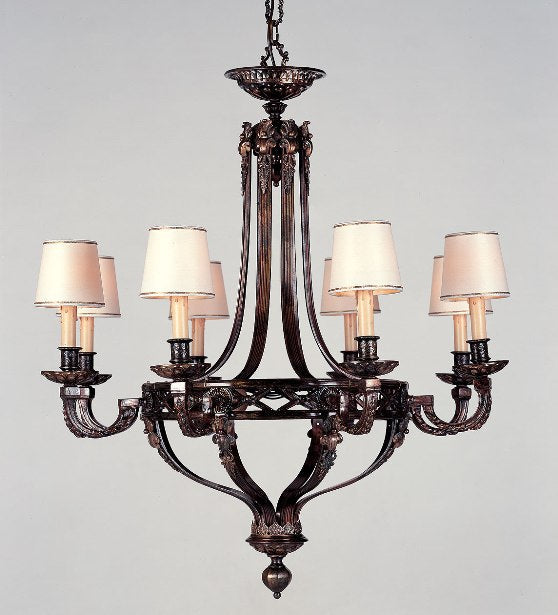 Antique Style Brass Oxide Chandelier With 8 Shades