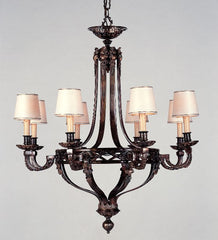 Antique Style Brass Oxide Chandelier With 8 Shades