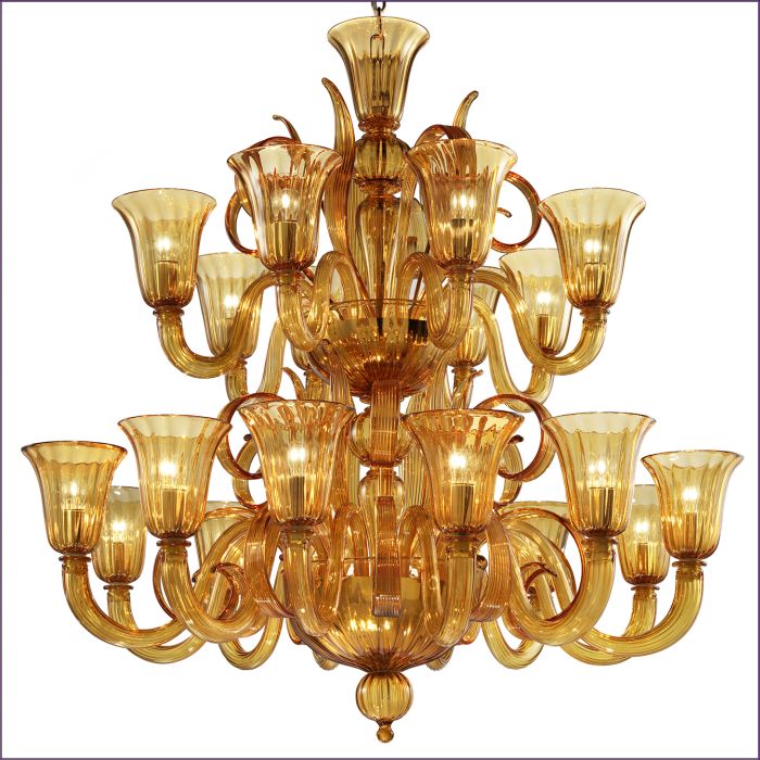 Amber Murano Glass Scroll Chandelier In 6 Sizes