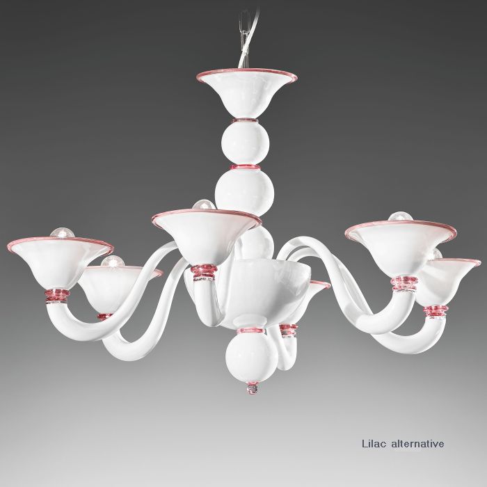 12 Light White Glass Chandelier With Colour Options