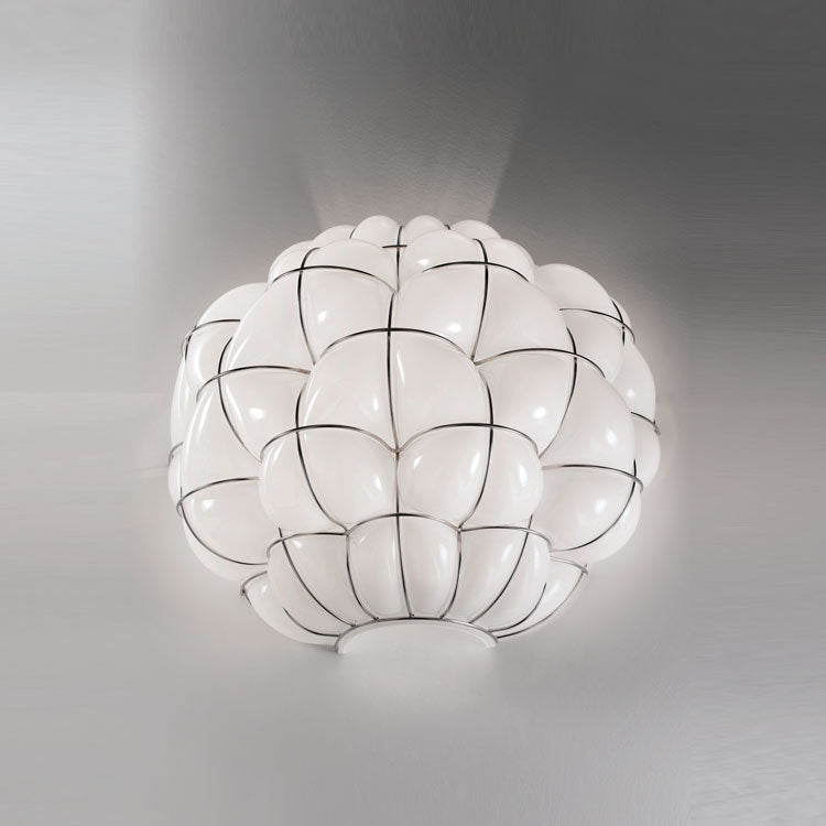 40cm Satin White Handblown Murano Glass Wall Light