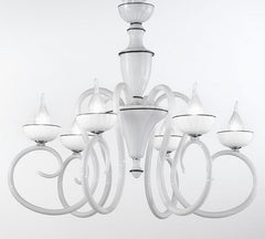 Baroque 6 Light Black & White Murano Glass Chandelier