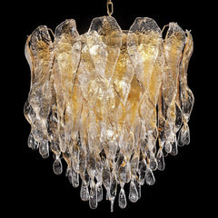 70 Cm Amber And Clear Murano Glass 60S And 70S Style Chandelier