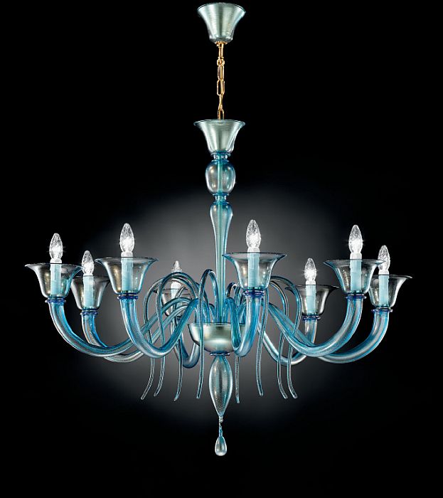 Aquamarine Murano Glass Chandelier With 6 Or 8 Lights And Bespoke Colour Option