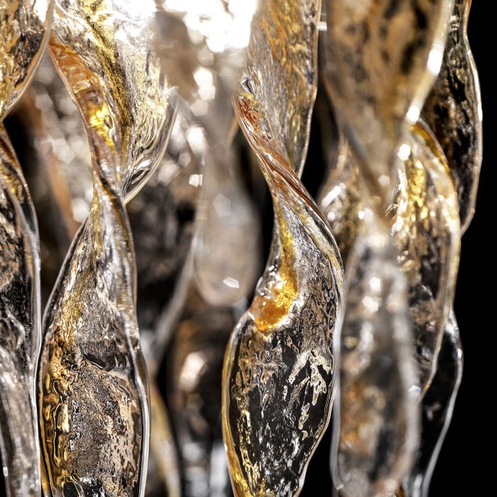 70 Cm Amber And Clear Murano Glass 60S And 70S Style Chandelier