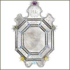 17Th Century Style Venetian Mirror With Custom Colour Flowers