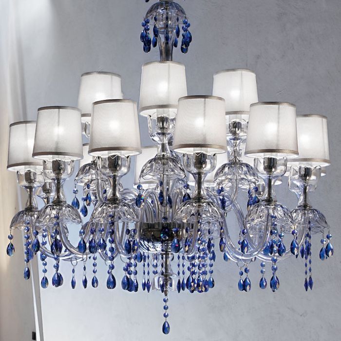 1.5 Metre Wide Blue Premium Crystal Chandelier