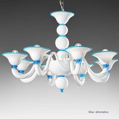 12 Light White Glass Chandelier With Colour Options