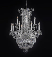 12 Light Silver Chandelier With Crystals