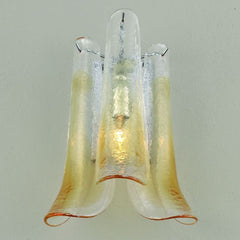 60 Cm Mid-Century Amber Murano Glass Petali Chandelier