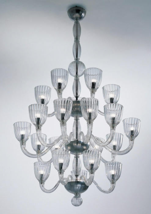 20 Light Martinengo Art Murano Glass Deco Chandelier From Venini