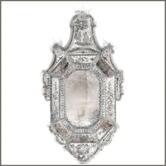 18Th Century Style Engraved Venetian Mirror With Glass Flowers