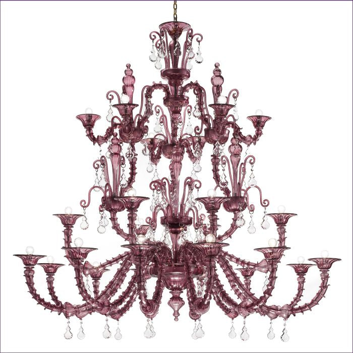 24 Light Amethyst Murano Glass Rezzonico-Style Chandelier