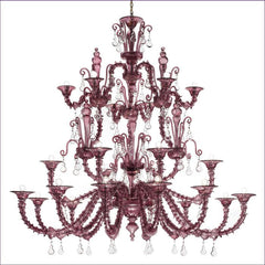 24 Light Amethyst Murano Glass Rezzonico-Style Chandelier