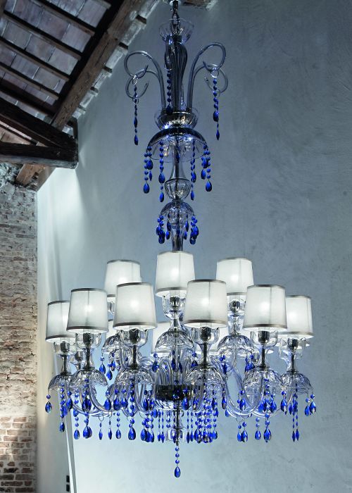 1.5 Metre Wide Blue Premium Crystal Chandelier
