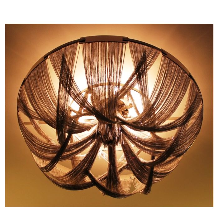 "Soscik"  Gold, Bronze, Or Nickel 100 Cm Modern Metal  Flush Ceiling Light From Terzani