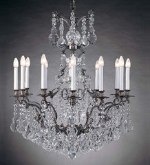 12 Light Brass Chandelier With Hand Cut Bohemian Crystals