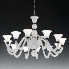 12 Light White Glass Chandelier With Colour Options
