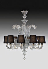 8 Arm Murano Glass Chandelier With Black Shades