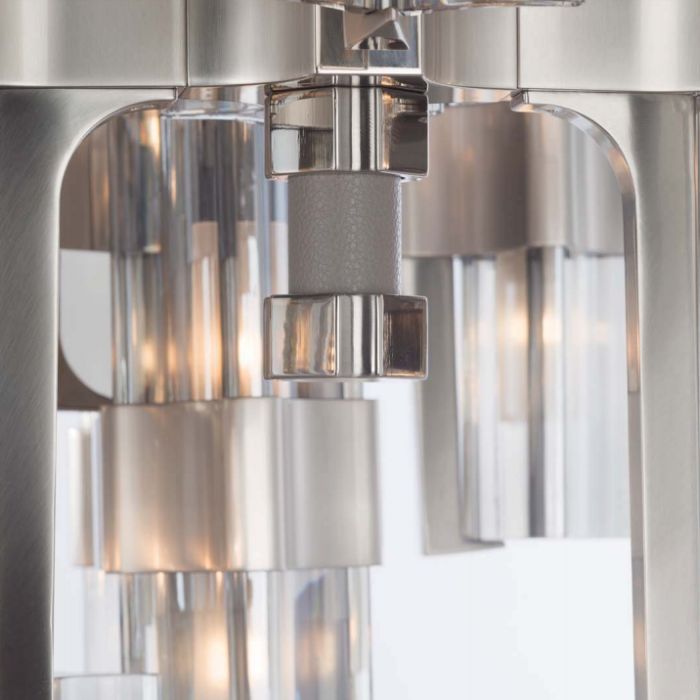 40 Light High-End Italian Chandelier With Grey Leather Trim
