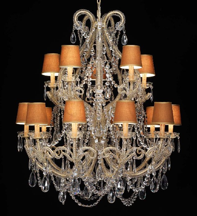 15 Light Chandelier With Amber Shades