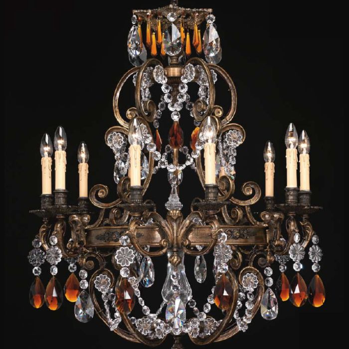 15 Light French Gold Chandelier With Crystals