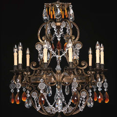 15 Light French Gold Chandelier With Crystals