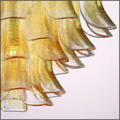 60 Cm Mid-Century Amber Murano Glass Petali Chandelier