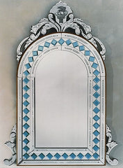 Archtop Venetian Mirror With Cuatom Colour Murano Glass Decorati