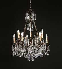 12 Light Brass Chandelier With Crystals