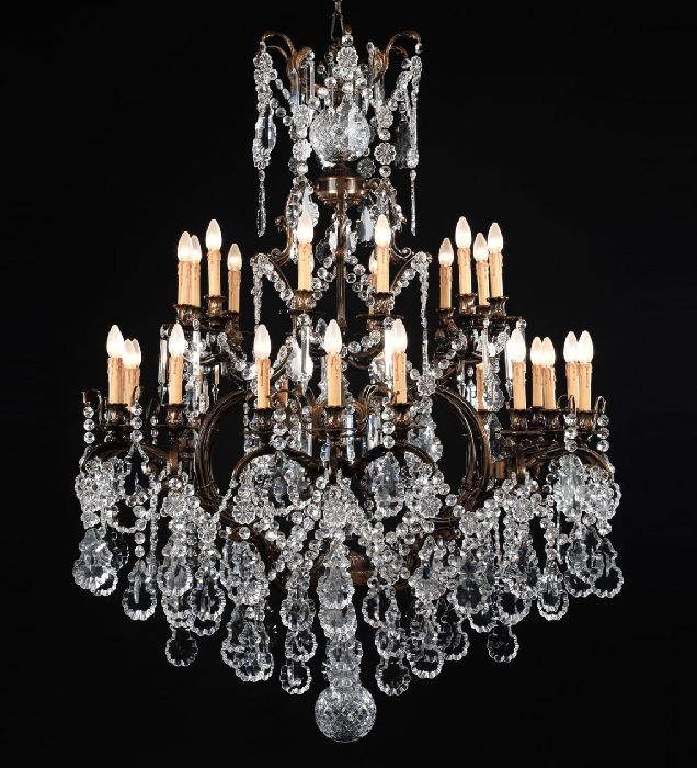 30 Light French Gold Chandelier With Bohemian Crystals