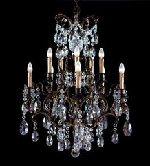 10 Light Brass Chandelier With Crystals