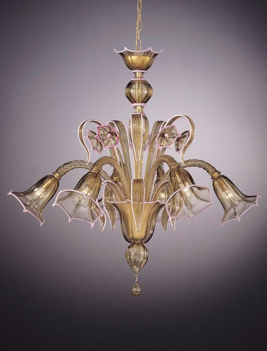Amber And Pink Murano Chandelier