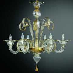 Amber, Turquoise Or Clear Murano Chandelier In 5 Sizes