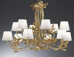Amber Lead Crystal Chandelier With Cream Shades
