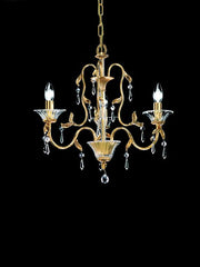 3 Light Antiqued Brass Chandelier