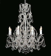 8 Light Silver Leaf Chandelier With Turkish Crystals