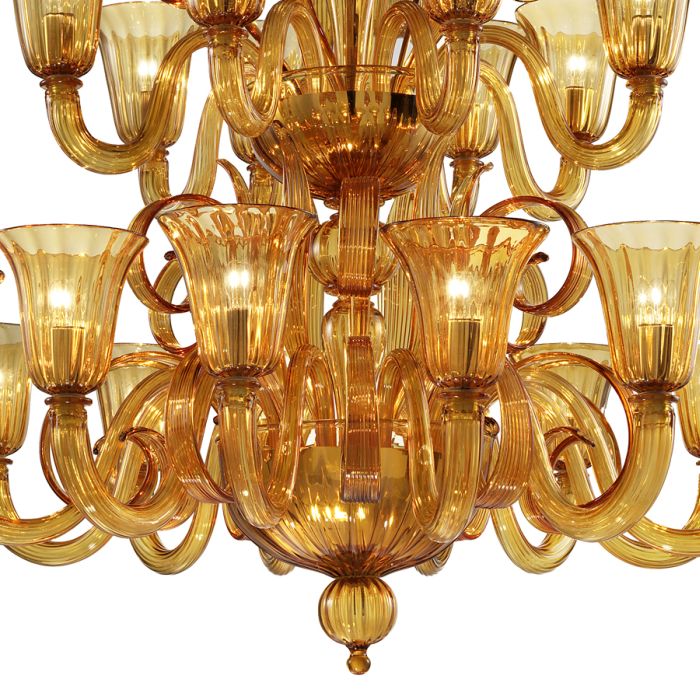 Amber Murano Glass Scroll Chandelier In 6 Sizes
