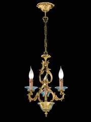 3 Light Louis 15Th-Style Gold & Murano Glass Chandelier