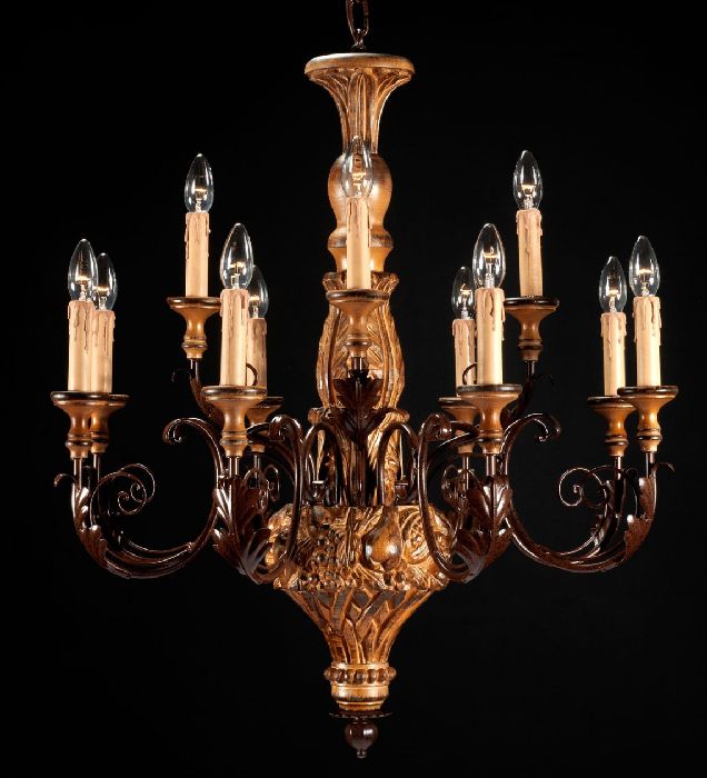 12 Light Luxury Wood Chandelier