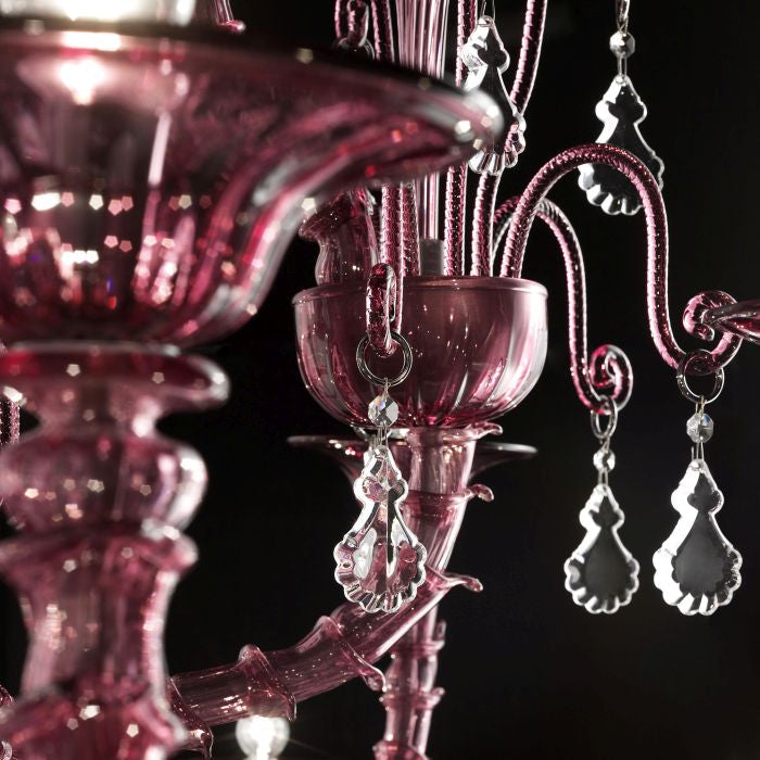 24 Light Amethyst Murano Glass Rezzonico-Style Chandelier