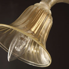 2 Light Murano Glass Wall Sconce with Golden Leaf Finish